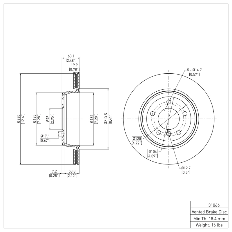 BMW 525i Brake Rotor (1) - Rear - R1 Concepts - Plain - `04-`10
